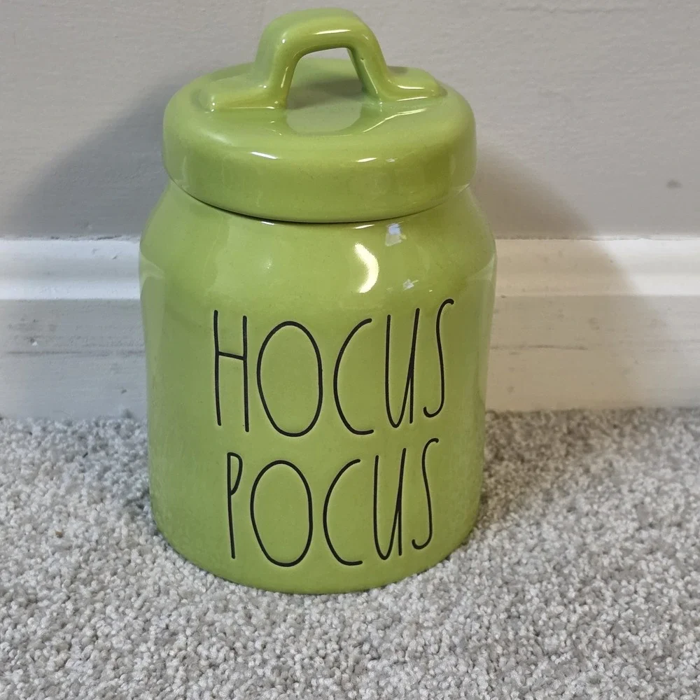 Rae Dunn Hocus Pocus Canister Green Halloween Ceramic Witch Decor Farmhouse